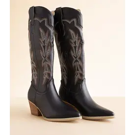  BLACK EMB COWBOY BOOT