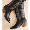 BLACK EMB COWBOY BOOT