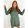 CABLE KNIT SWEATER DRESS - GREEN