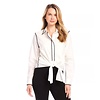 White/Blk Edge Stitch Top
