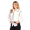 White/Blk Edge Stitch Top