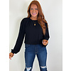 Black Shirred Neck L/S Top