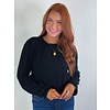 Black Shirred Neck L/S Top