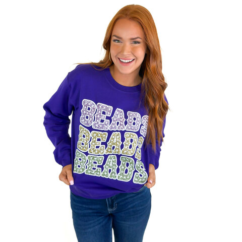 Mardi Gras Beads Purple Sweatshirt