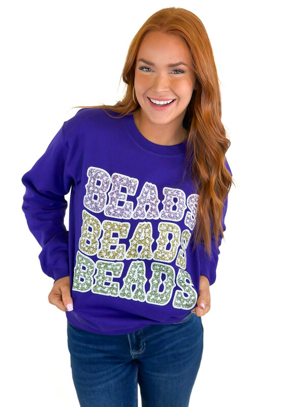 Mardi Gras Beads Purple Sweatshirt