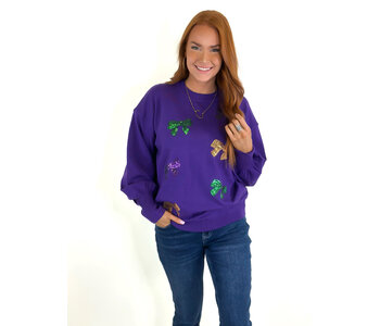 MARDI GRAS BOW SWEATER