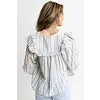 BLUE/ NEUTRAL STRIPE RUFFLE TOP