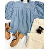 DENIM NOVELTY PLEAT TOP