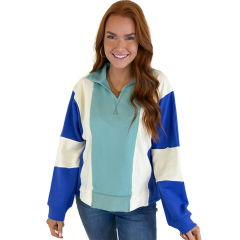 COLOR BLOCK TERRY SWEATSHIRT