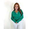 GREEN ZIP SOFT KNIT TOP