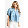 DENIM NOVELTY PLEAT TOP