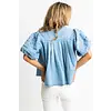 DENIM NOVELTY PLEAT TOP