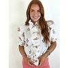 DIGITAL LONDON FLORAL RUFFLE TOP