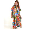 TROPICAL ISLAND FRUIT VNECK MAXI DRESS