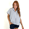 STRIPE CLASSIC VNECK COLAR TOP