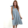 BLUE MIDI DRESS WITH BOW STRAP