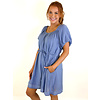 INDIGO PUFF SLEEVE SWING DRESS