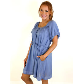  INDIGO PUFF SLEEVE SWING DRESS