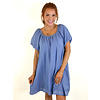 INDIGO PUFF SLEEVE SWING DRESS