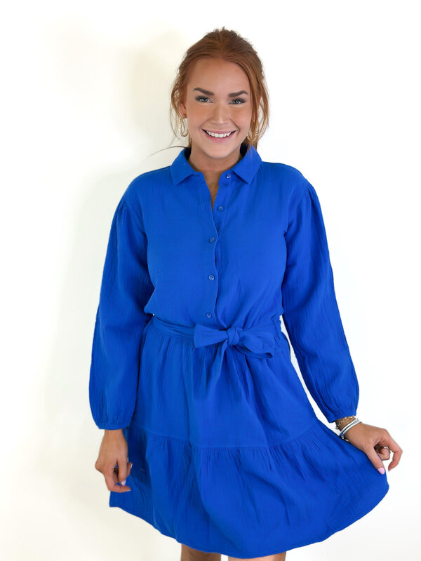 BLUEJAY BALOON SLEEVE COLLARED TIERED DRESS