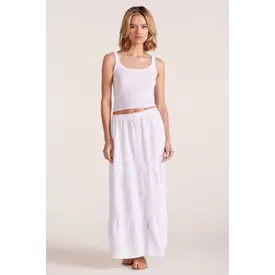  WHITE TIERED MAXI SKIRT