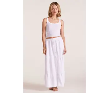WHITE TIERED MAXI SKIRT