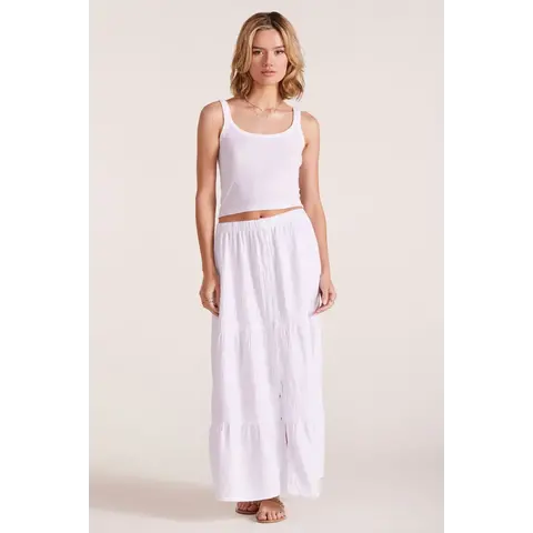 WHITE TIERED MAXI SKIRT