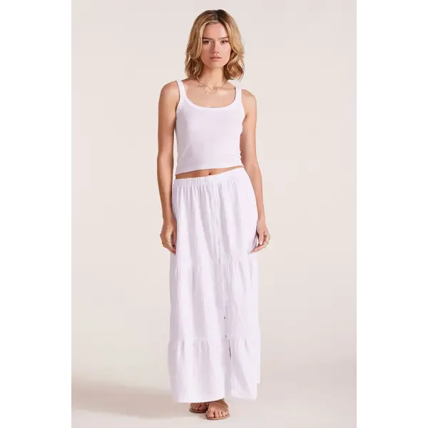  WHITE TIERED MAXI SKIRT