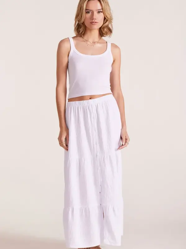 WHITE TIERED MAXI SKIRT