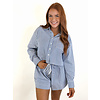 NAVY STRIPE BUTTON FRONT SHIRT