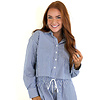 NAVY STRIPE BUTTON FRONT SHIRT