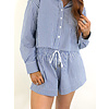 NAVY STRIPE ELASTIC SHORT