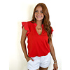 LEONA FIERY RED RUFFLE TOP