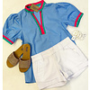 BLUE VNECK COLLISION TOP