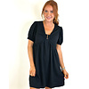 BLACK VNECK RING DRESS