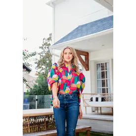  MULTI MODERN POP RUFFLE SLV TOP