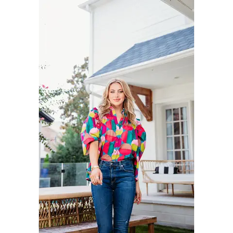 MULTI MODERN POP RUFFLE SLV TOP