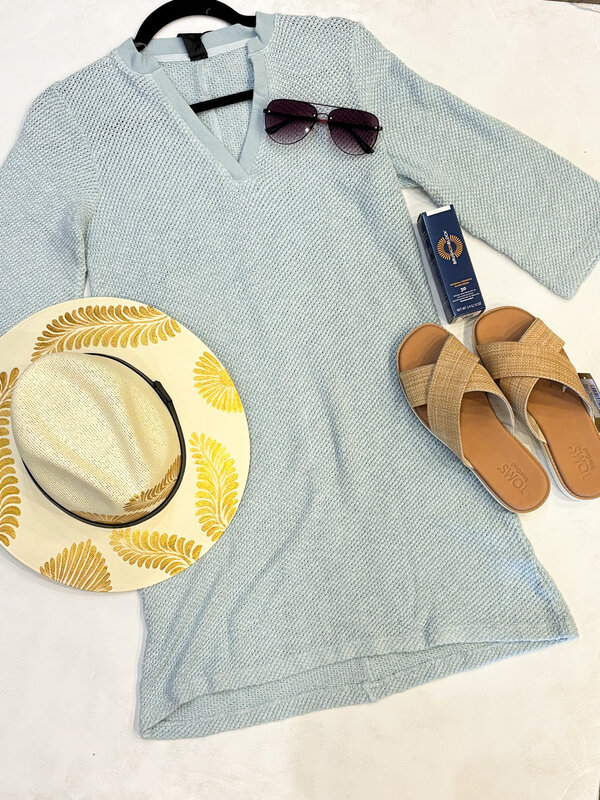 POWDER BLUE VNECK TUNIC