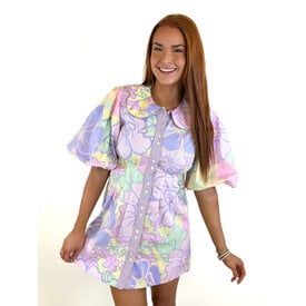  PASTEL FLORAL POPLIN SHIRT DRESS