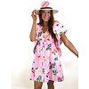 TOUCAN FRUIT VNECK RUFFLE DRESS