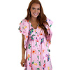 TOUCAN FRUIT VNECK RUFFLE DRESS