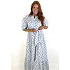FRENCH FLORAL GARDEN PUFF SLV MAXI DRESS