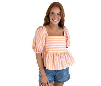 ORANGE PINK STRIPE GEMMA TOP