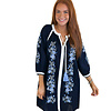 NAVY EMB PEASANT DRESS