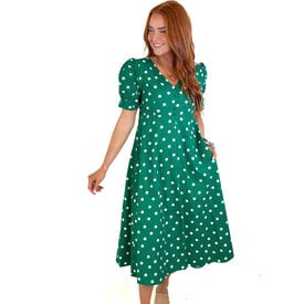  GREEN POLKA DOT MIDI DRESS