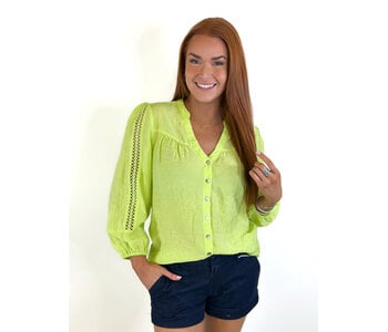 Lime Crinkle Lace Blouse