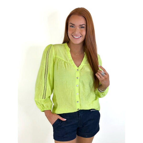  Lime Crinkle Lace Blouse