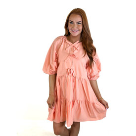  Papaya Bow Poplin Dress