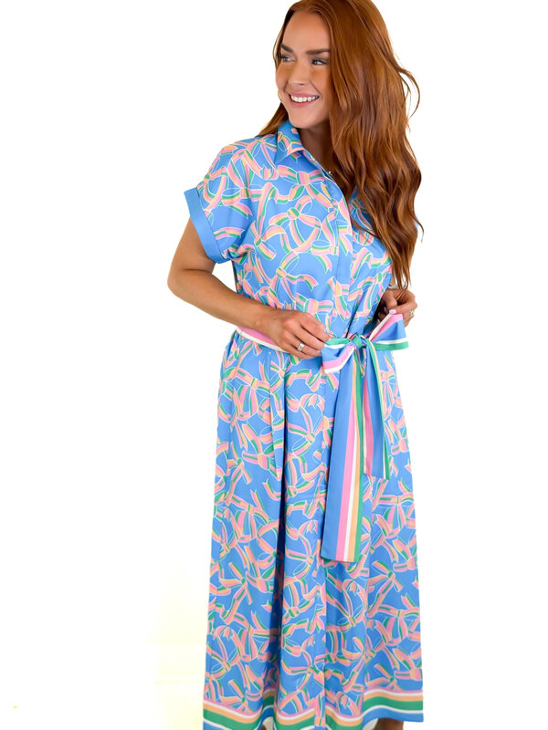 PASTEL PALATE BORDER TRIM MAXI DRESS