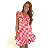 RED MEDLEY RUCHED RUFFLE DRESS